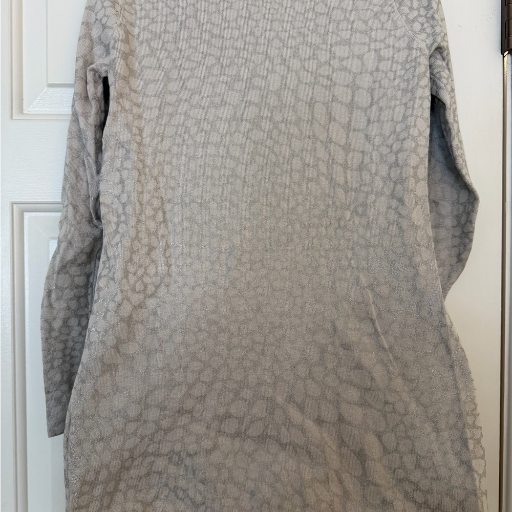 Y2k Cache Shimmer Silver Gray Patterned Long Slee… - image 5
